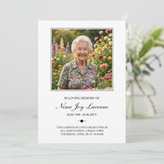 Simple Order of Service Photo Funeral Program 招待状 (スタンド正面)