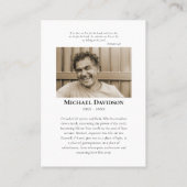 Simple Orthodox Christian Funeral Prayer Card プレイスカード (裏面)