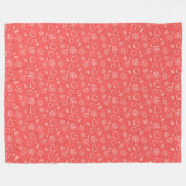 Simple Outlined Hearts and Leaves フリースブランケット (正面(横))