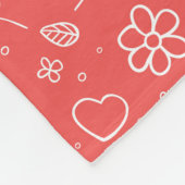 Simple Outlined Hearts and Leaves フリースブランケット (角)