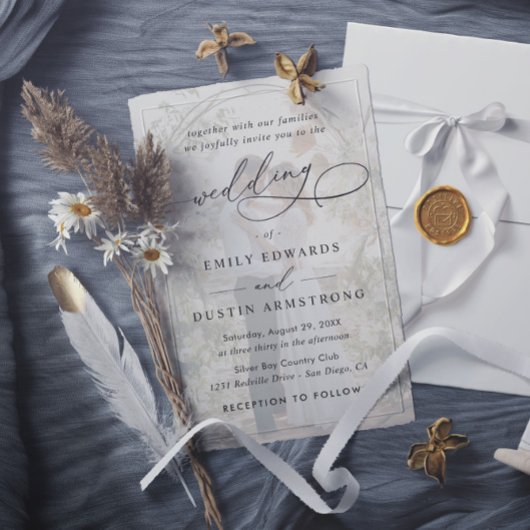 Simple Overlay Photo Budget QR Code Wedding 招待状