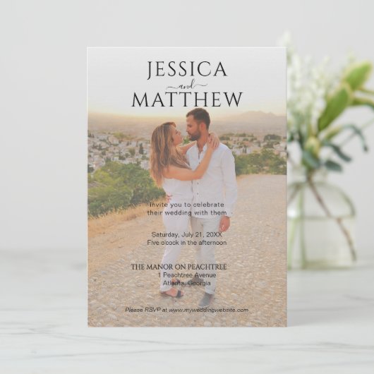 Simple Overlay Photo Wedding 招待状 (スタンド正面)