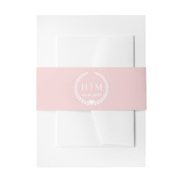 Simple Pale Rose Pink Monogram Invitation 招待状ベリーバンド