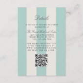 Simple Pale Teal Cabana Stripes Wedding Details エンクロージャーカード (正面)