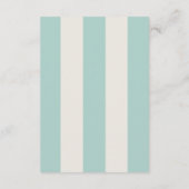 Simple Pale Teal Cabana Stripes Wedding Details エンクロージャーカード (裏面)