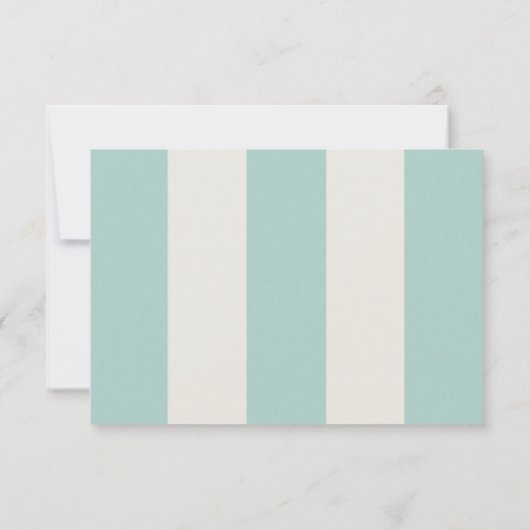 Simple Pale Teal Cabana Stripes Wedding RSVP (裏面)