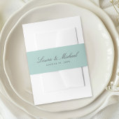 Simple Pale Teal Personalized Wedding 招待状ベリーバンド