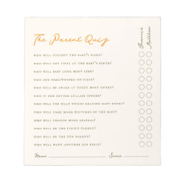 Simple Parent Quiz Baby Shower Game Notepad ノートパッド