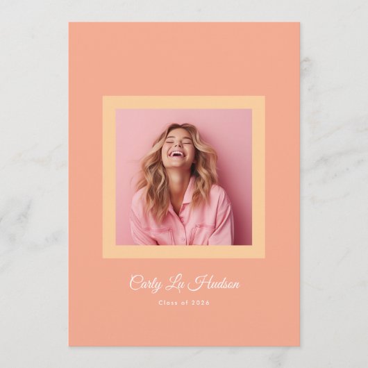 Simple Pastel Minimal High School Photo Grad Frame 案内状 (正面)