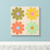 Simple Pastel Vintage Flower Pattern キャンバスプリント (インサイチュ (ウッドフロア))