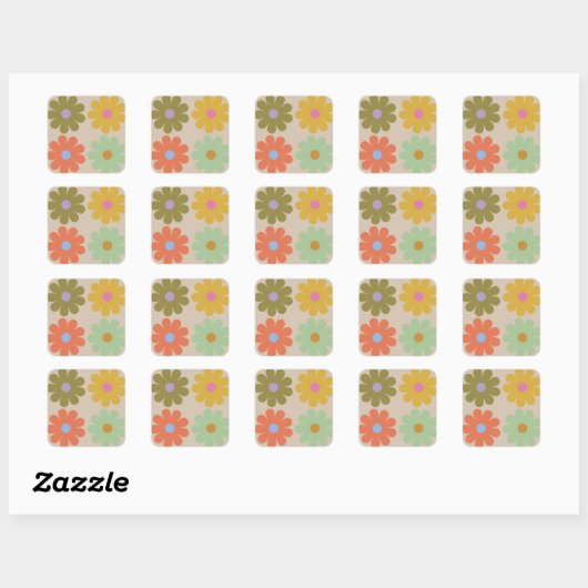 Simple Pastel Vintage Flower Pattern スクエアシール (シート)