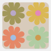 Simple Pastel Vintage Flower Pattern スクエアシール (正面)