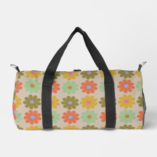 Simple Pastel Vintage Flower Pattern ダッフルバッグ (正面)