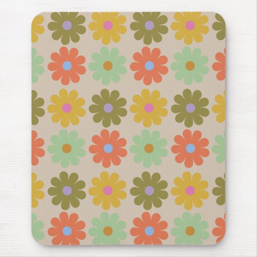 Simple Pastel Vintage Flower Pattern マウスパッド (正面)