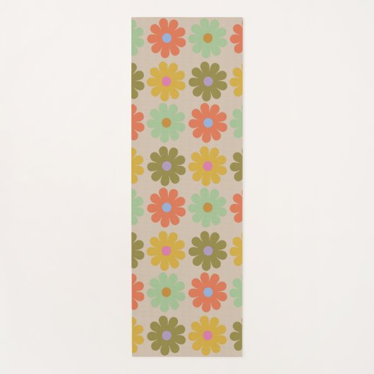 Simple Pastel Vintage Flower Pattern ヨガマット (正面)