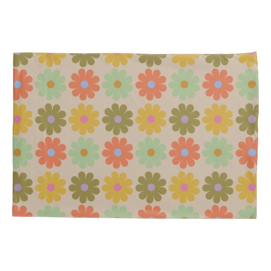 Simple Pastel Vintage Flower Pattern 枕カバー (裏面)