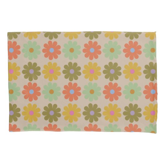 Simple Pastel Vintage Flower Pattern 枕カバー (正面)