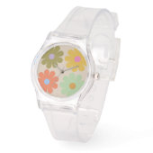 Simple Pastel Vintage Flower Pattern 腕時計 (傾斜)