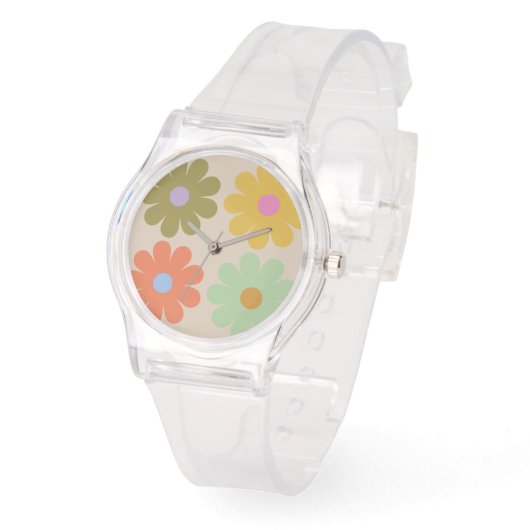 Simple Pastel Vintage Flower Pattern 腕時計 (傾斜)