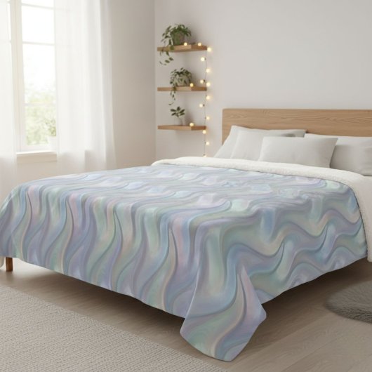 Simple Pastel Waves Modern Blanket - For Her  シェルパブランケット