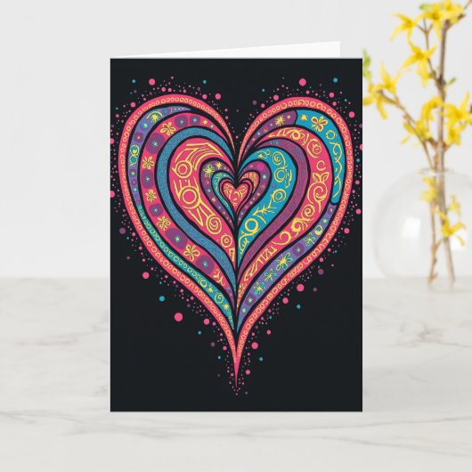 Simple Pattern Heart Card カード (黄色い花)