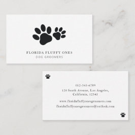 Simple Paw Print Dog Groomer Business Card 名刺