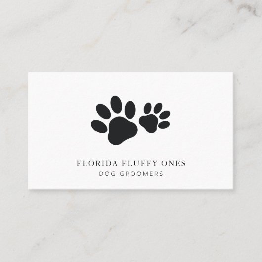 Simple Paw Print Dog Groomer Business Card 名刺 (正面)