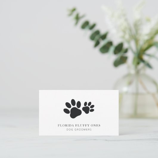 Simple Paw Print Dog Groomer Business Card 名刺 (スタンド正面)