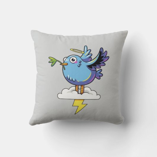 Simple Peace Bird – Cute Blue Dove Design Gift  クッション (裏面)