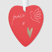 Simple Peace & Love Dove Photo Christmas Card オーナメント (正面)
