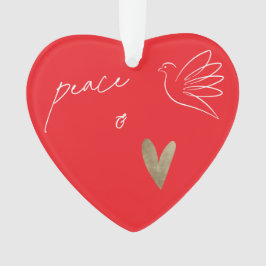 Simple Peace & Love Dove Photo Christmas Card オーナメント
