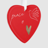 Simple Peace & Love Dove Photo Christmas Card オーナメント (正面)