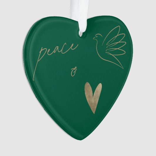 Simple Peace & Love Dove Photo Christmas Card オーナメント (正面)