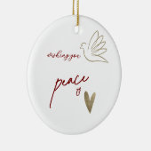 Simple Peace & Love Dove Photo Christmas Card セラミックオーナメント (右)