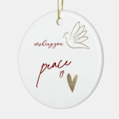 Simple Peace & Love Dove Photo Christmas Card セラミックオーナメント (左)
