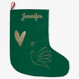 Simple Peace & Love Dove Photo Christmas Card ラージクリスマスストッキング