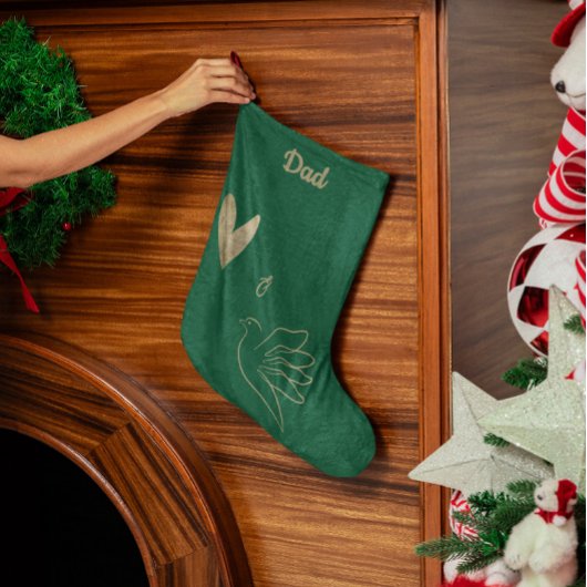 Simple Peace & Love Dove Photo Christmas Card ラージクリスマスストッキング