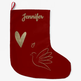 Simple Peace & Love Dove Photo Christmas Card ラージクリスマスストッキング