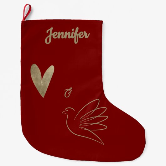 Simple Peace & Love Dove Photo Christmas Card ラージクリスマスストッキング (正面)