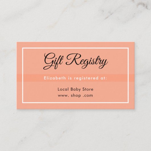Simple Peach Babyshower Registry Enclosure Card エンクロージャーカード (正面)