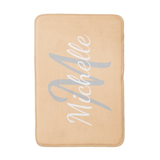 Simple peach Bold Typography & Name Monogram バスマット (正面縦)