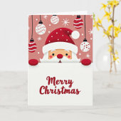 Simple Peeking Santa Merry Christmas Card カード (黄色い花)