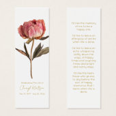 Simple Peony Funeral Memorial Bookmark (正面&裏面)