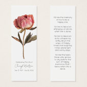 Simple Peony Funeral Memorial Bookmark (正面&裏面)