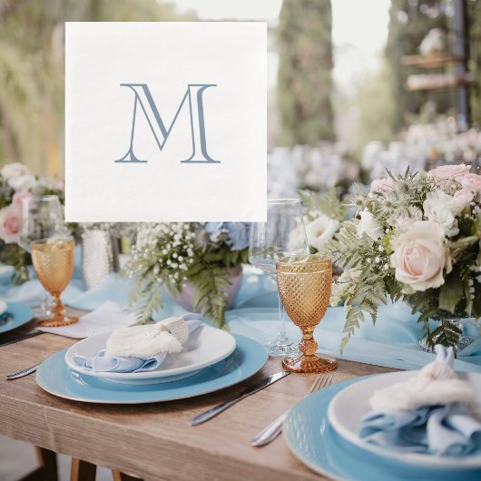 Simple Periwinkle Monogram Paper Napkin