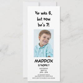 Simple Personal Photo 7th Birthday with QR Code 招待状