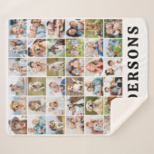 Simple Personalized 36 Photos Collage Cute Family  シェルパブランケット (正面(横))