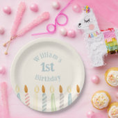 Simple Personalized Birthday Name Candles Party ペーパープレート (パーティー)