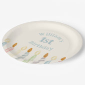 Simple Personalized Birthday Name Candles Party ペーパープレート (アングル)