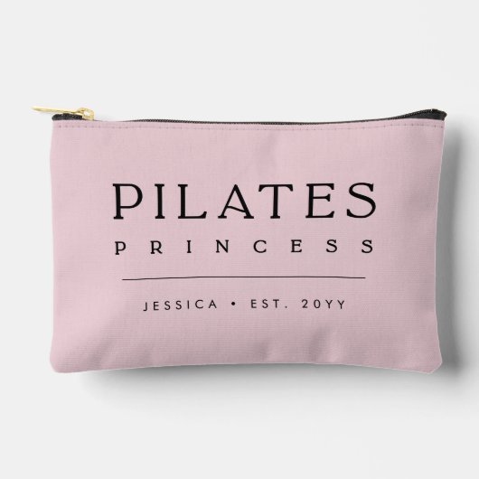 Simple Personalized Blush Pink Pilates Princess アクセサリーポーチ (正面)